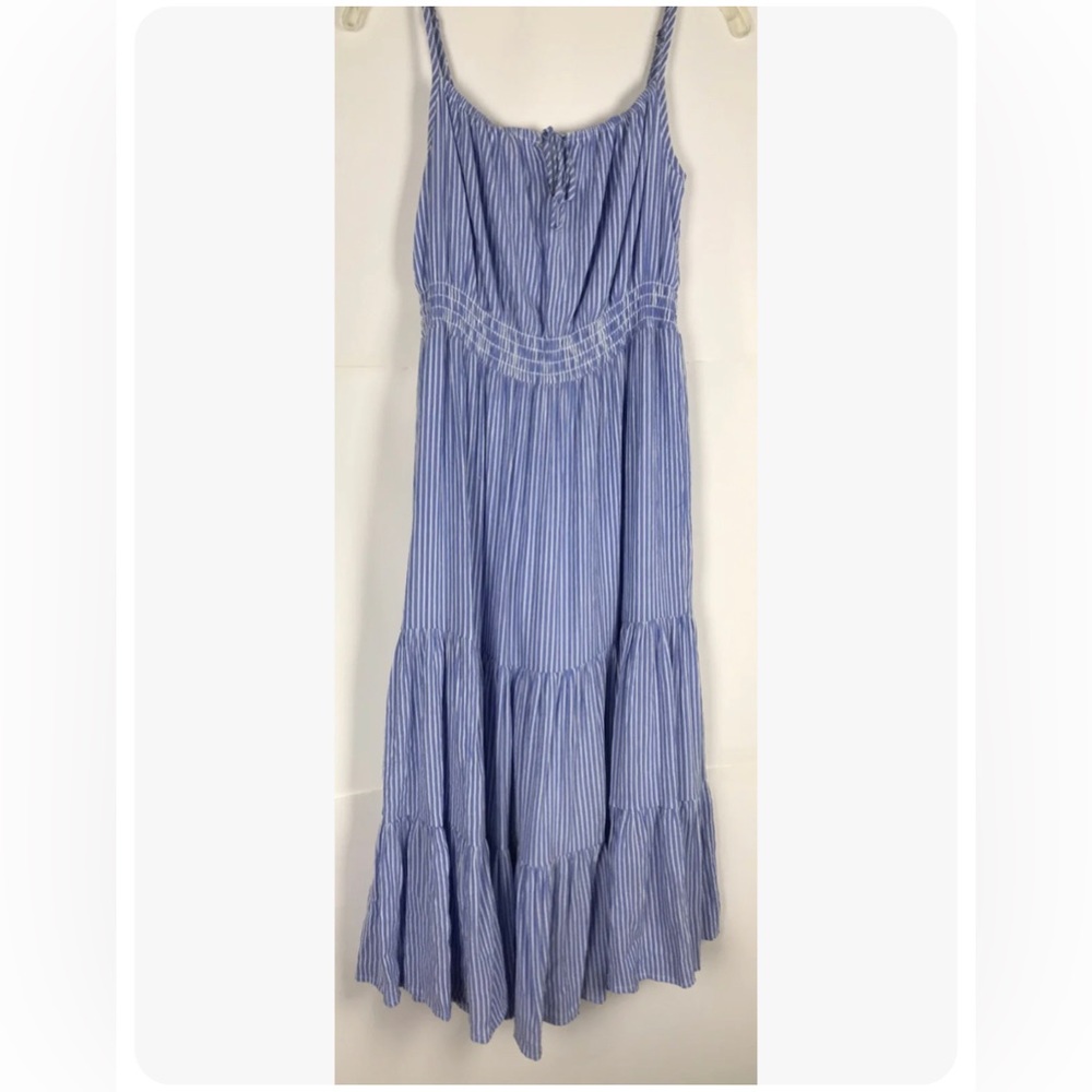 Banana Republic Blue & White Striped Spaghetti Strap Maxi Dress Extra Small XS
